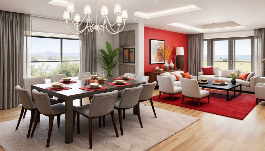 red wall, Bold Accent Wall, Dramatic Dining Room Do-Over