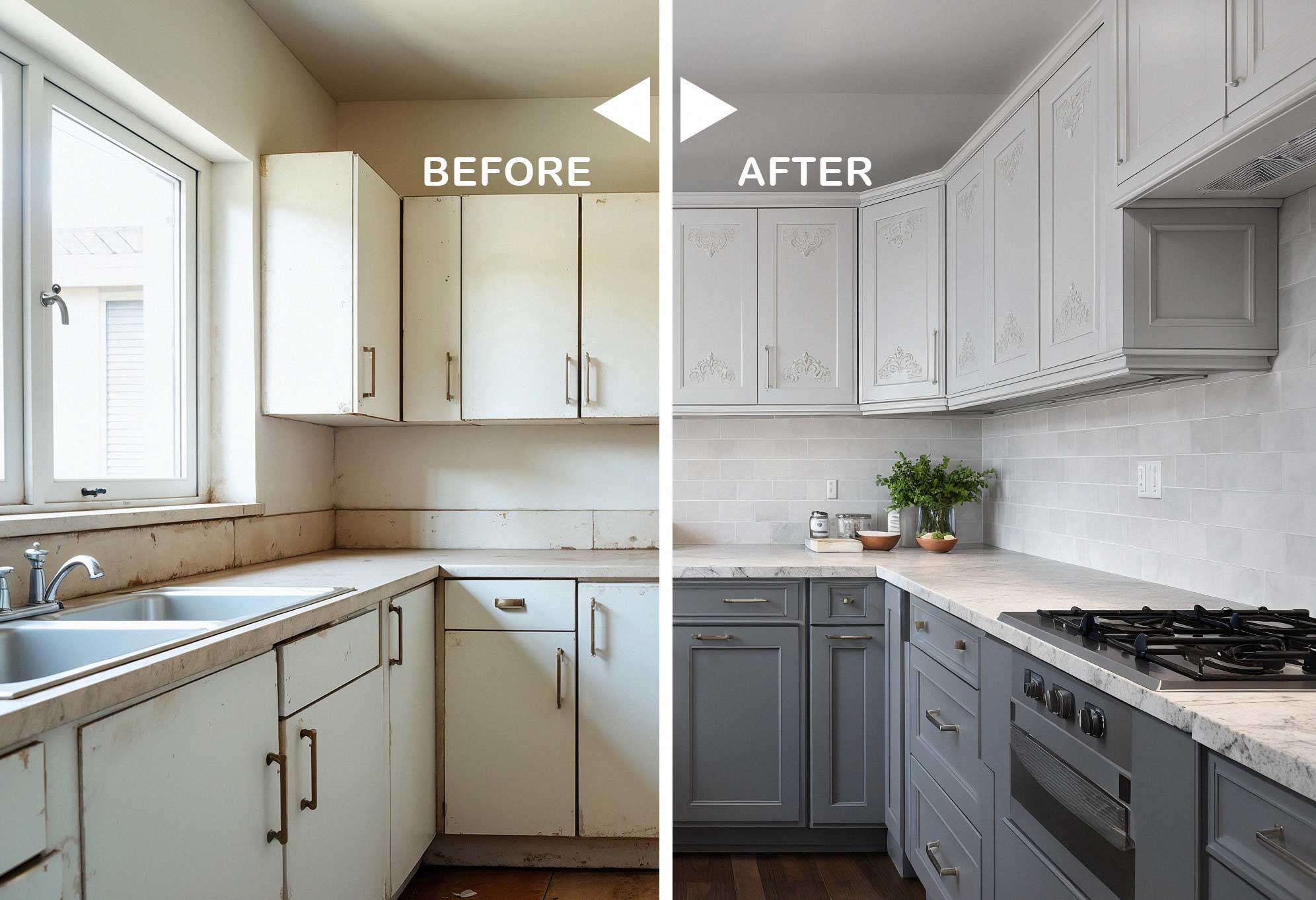 cabinet refacing, before and after