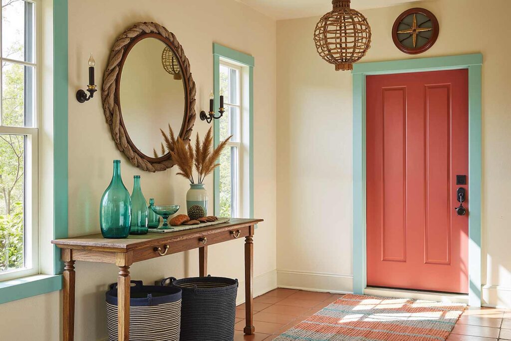Entryway with Maritime and Southwestern Details Coral Aqua Cream, coastal decor Phoenix, Maritime design Scottsdale, Seaside decor Arcadia, Ocean-inspired design near me, Beach-style decorating nearby, Coastal interior design painter, Shoreline aesthetics and painting, Painting Oceanfront style, Coastal home design, Maritime home decor, Seaside-inspired design, nautical decor, Maritime theme, Sailor style, Ship-inspired design, Navy design, Maritime motif, Seafaring style, Marine decor, Boating-inspired design, Harbor style, Maritime aesthetic, beach house decor, Oceanfront home style, Seaside home design, Coastal living decor, Beach cottage style, Shoreline home design, Coastal retreat decor, Beach-inspired home, Seaside living style, Ocean house design, Beach bungalow decor, Related Long-tail Keywords: , How to create coastal style at home, Beach house paint colors, Coastal color schemes for homes, Maritime-inspired room designs, Beach house interior paint ideas, Coastal exterior paint combinations, Nautical color palettes for homes, Beach-inspired home makeover, Coastal paint colors for desert homes, Maritime design for modern homes