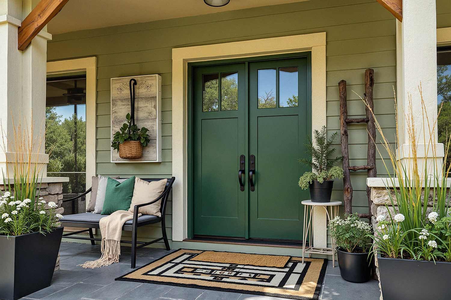 Forest Green Front Door with Modern Rustic Appeal, front door painting, painting front porch, painting front door, front door colors, front patio colors, curb appeal, best front door colors, front door color ideas, front door color trends, popular front door colors, front door paint finishes, front door color combinations, painting exterior doors, front door color schemes, front door makeover, front door color for resale, front door accent colors, Unlock Your Home’s Personality with Bold Front Door Colors and Fresh Painting Ideas, cost to paint a house exterior in Phoenix Arcadia, average cost to paint house, cost to paint home, cost to paint entry way
