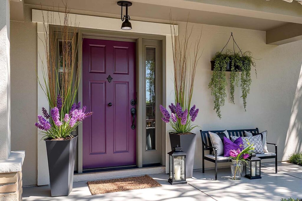 Purple Eggplant Front Door with Taupe Walls and White-Gray Trim, front door colors, entrance door colors, entry door hues, door paint colors, exterior door shades, entryway colors, doorway colors, entrance paint colors, entry paint shades, painting front door, refinishing front door, refreshing front entrance, updating front door, renovating entry door, repainting entrance door, coating front door, finishing front entrance, door makeover, painting front porch, refinishing porch entrance, updating front entrance, refreshing porch area, renovating entry porch, repainting porch space, coating porch surface, entrance way update, porch makeover, front door painting, entry door renovation, entrance door refinishing, door color update, doorway refreshing, entryway painting, entrance repainting, door color makeover, entry door transformation