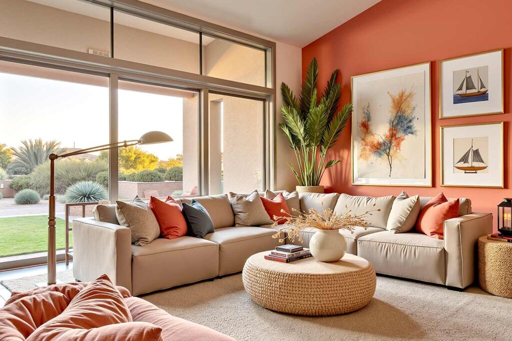 Sunset Living Room with Soft Coral Walls and Coastal Accents, coastal decor Phoenix, Maritime design Scottsdale, Seaside decor Arcadia, Ocean-inspired design near me, Beach-style decorating nearby, Coastal interior design painter, Shoreline aesthetics and painting, Painting Oceanfront style, Coastal home design, Maritime home decor, Seaside-inspired design, nautical decor, Maritime theme, Sailor style, Ship-inspired design, Navy design, Maritime motif, Seafaring style, Marine decor, Boating-inspired design, Harbor style, Maritime aesthetic, beach house decor, Oceanfront home style, Seaside home design, Coastal living decor, Beach cottage style, Shoreline home design, Coastal retreat decor, Beach-inspired home, Seaside living style, Ocean house design, Beach bungalow decor, Related Long-tail Keywords: , How to create coastal style at home, Beach house paint colors, Coastal color schemes for homes, Maritime-inspired room designs, Beach house interior paint ideas, Coastal exterior paint combinations, Nautical color palettes for homes, Beach-inspired home makeover, Coastal paint colors for desert homes, Maritime design for modern homes