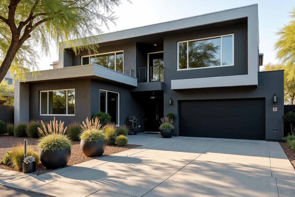 Sophisticated Urban Home With Charcoal Gray Walls White Trim and Black Door, Outdoor home painting, exterior house painting, Home exterior painting, Outside house painting, External home painting, House exterior painting, Residential exterior painting, Facade painting, Exterior wall painting, Outdoor color schemes, External house color concepts, Outside painting inspiration, Home exterior color suggestions, Outdoor paint design concepts, External color combinations, House facade color ideas, Residential exterior colors, Street view attractiveness, Home exterior aesthetics, Outside home appearance, External home charm, Property visual appeal, Front-facing attractiveness, Home facade enhancement, First impression enhancement, Home color inspiration, Residential paint concepts, House color motivation, Home exterior design ideas, Painting design stimulus, Residential color concepts, Home exterior vision, Property painting concepts