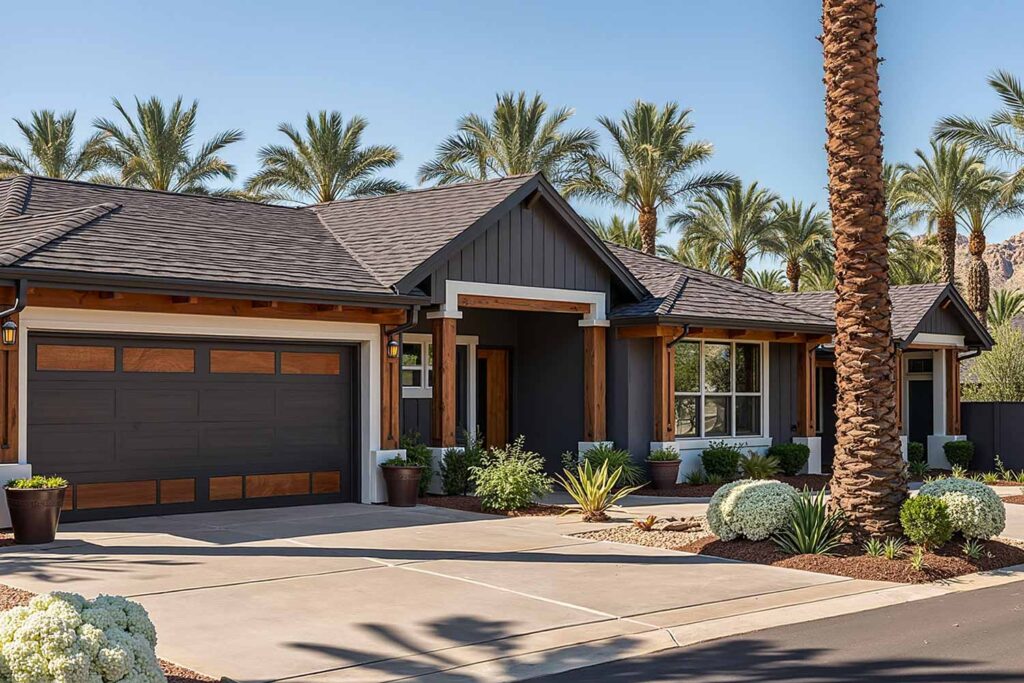 Mountain Contemporary Home with Brownish Gray Siding Wood Beams and White Accents, luxury exterior color schemes for modern homes, sophisticated house colors for craftsman architecture, high-end exterior color ideas that transform curb appeal, exterior home painting secrets for prestigious results, elegant color combinations for traditional homes, designer-approved exterior color schemes