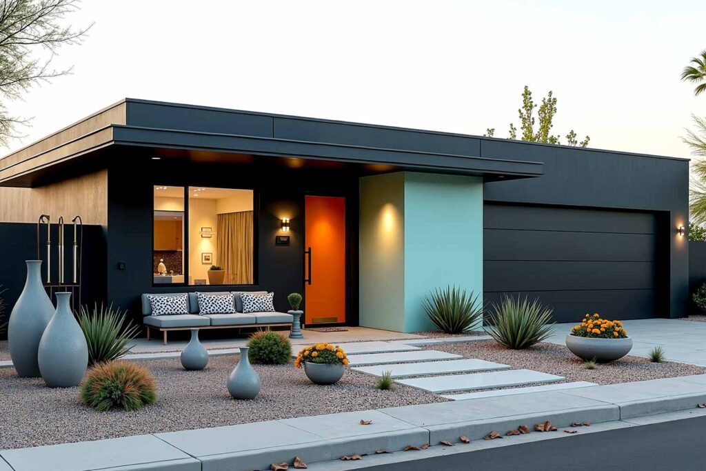 Sleek Modernist Home With Matte Black And Soft Mint Green Walls, two-tone exterior house colors, two-tone exterior house colors, modern exterior paint combinations, bold exterior color schemes, exterior color pairings, architectural color schemes, popular exterior paint colors 2025, exterior paint color combinations for historic homes, house painting ideas outside, exterior paint color combinations for ranch style homes, exterior paint color combinations with white trim, modern farmhouse exterior paint color combinations, warm neutral exterior colors, soft orange exterior paint, moody blue exterior, forest green exterior paint, accent color for exterior trim, exterior paint color combinations for craftsman homes, exterior paint color combinations with black trim, Bryce House Painting, House Painters Phoenix, Home Painters Scottsdale