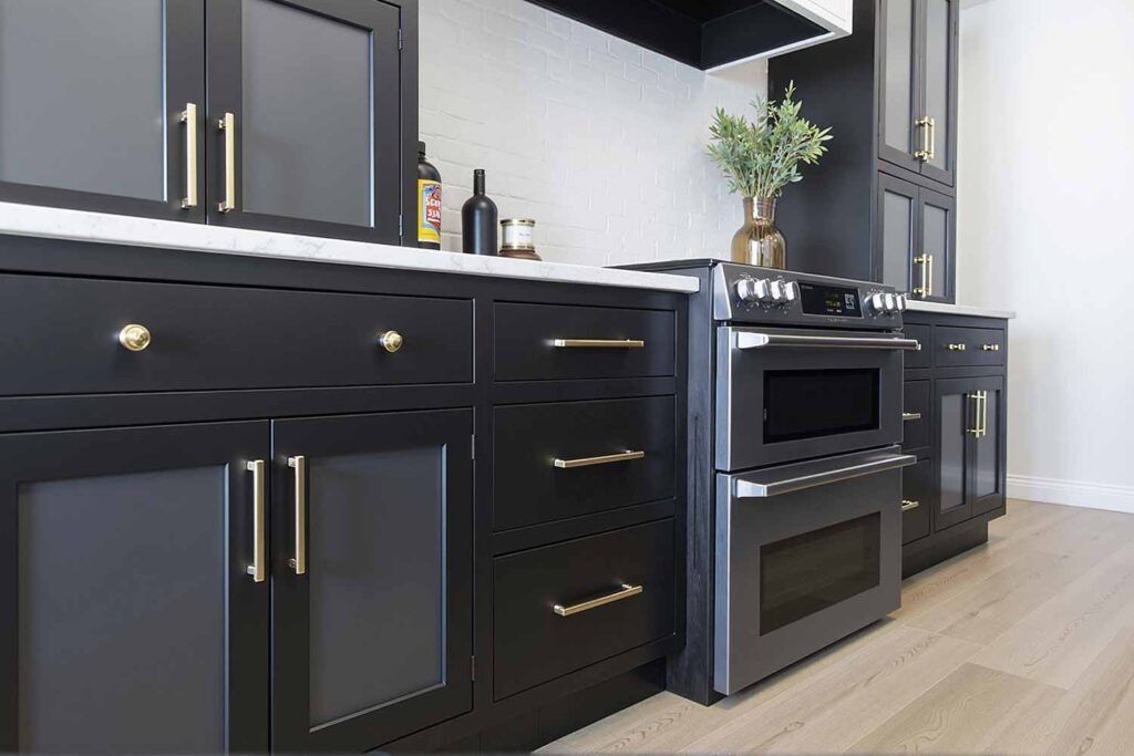 Kitchen Cabinets With Inset Panels In Lighter Color, painting kitchen cabinets, Kitchen Cabinet Painting with Geometric Designs, Stripes, and Special Treatments, Geometric cabinet painting, Striped cabinet designs, Patterned kitchen cabinets, Custom cabinet painting, Decorative cabinet finishes, Graphic cabinet styles, Modern cabinet painting, Designer cabinet artwork, Cabinet surface art, Creative kitchen cabinets, Painted cabinet patterns