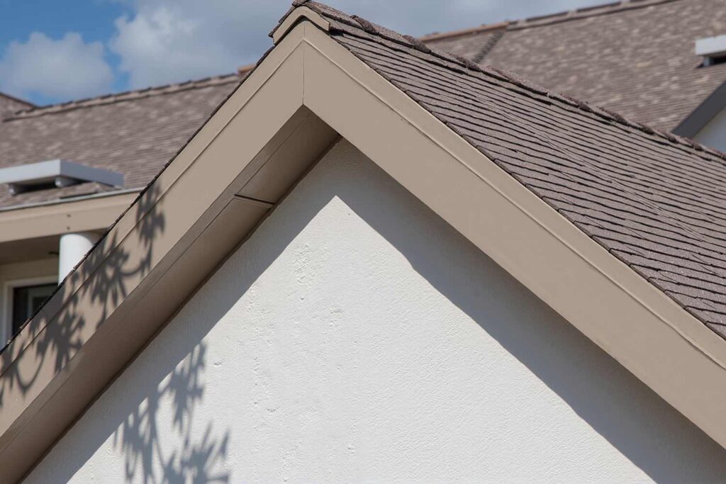 Scottsdale House With Stark White Stucco Walls and Warm Taupe Fascia and Soffit, eaves renovation, best soffit and fascia color combinations, popular eaves colors for modern homes, soffit and fascia paint pairings, coordinating eave component colors, house painters