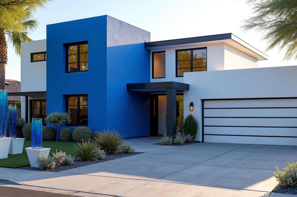 Contemporary house crisp white walls cobalt blue accent black trim glass sculpture, exterior house painting contractors, Residential exterior painters, Home exterior painting professionals, Exterior house painters, House painting services, Exterior painting specialists, Home painting contractors, Exterior painting companies, Residential painting contractors, House exterior paint contractors, Exterior home painters, Professional house painters