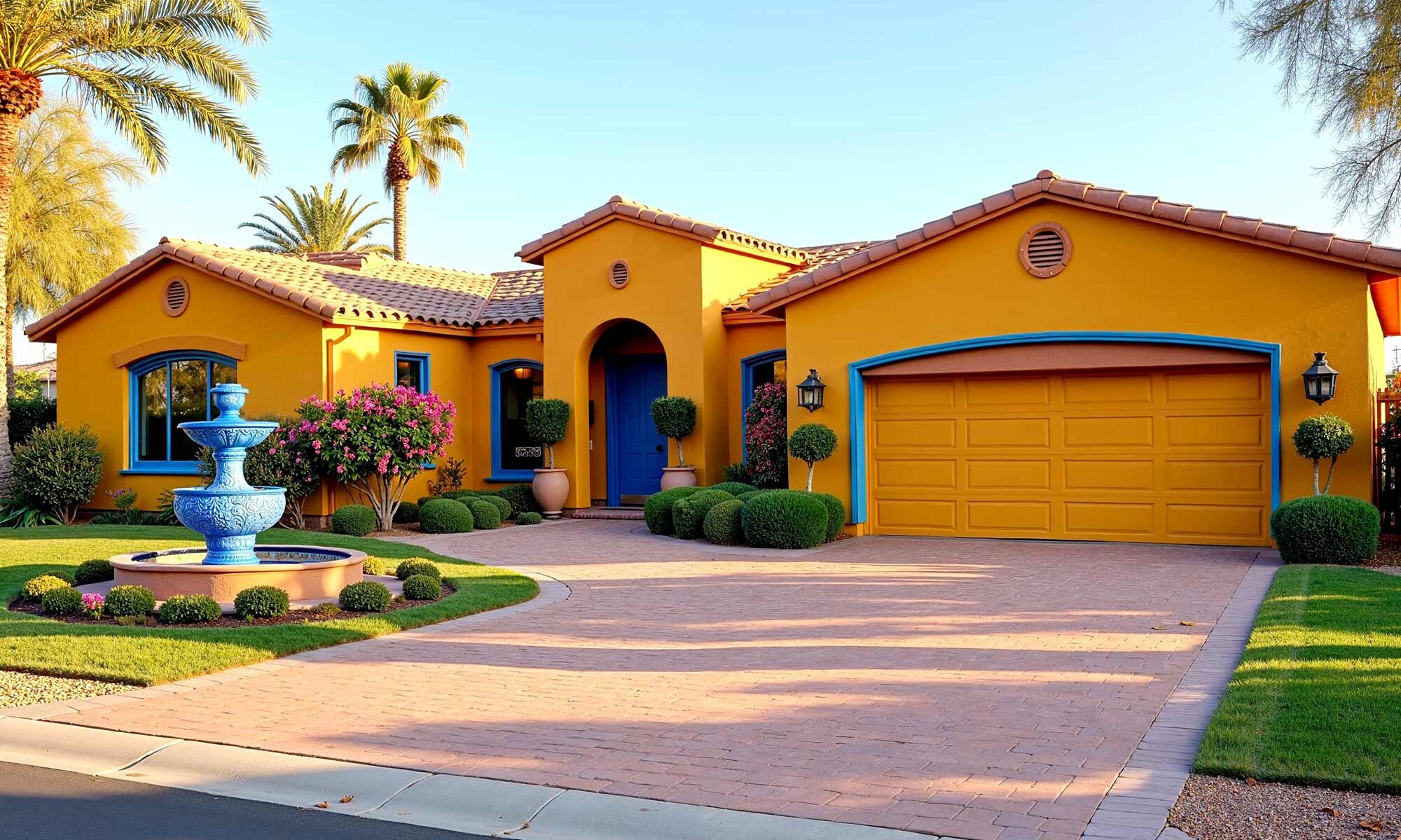 Spanish Revival house with golden yellow stucco walls and cobalt blue trim, interior, exterior, cabinets, average cost for painting a house interior, house painting costs interior, average cost for painting a house exterior, house painting costs exterior, Home painting expenses, Residential painting prices, Cost of painting a home, Painting service fees for houses, House paint job costs, Exterior/interior painting charges, Painting project costs for homes, home painting phoenix, Home paint labor and material costs, House painting rates, Painting contractor pricing for houses, Cost for exterior paint job, Typical house painting price, Standard cost to paint a home, Median painting cost for houses, Average home paint job expense, Usual price for house painting, Common cost range for painting a house, Expected cost to paint a house, Normal house painting fees, Average residential painting cost, Typical expense for house painting, Exterior house painting cost, Price to paint house exterior, Cost to paint home exterior, Exterior paint job pricing, House exterior painting expenses, Cost of painting outside of house, Exterior painting service cost, Painting cost for house exterior, Exterior paint project cost, Cost estimate for exterior house painting, Interior house painting cost, Price to paint inside of house, Cost to paint home interior, Interior paint job pricing, Inside house painting expenses, Cost of painting interior walls, Interior painting service cost, Painting cost for home interior, Interior paint project cost, cost for painting cabinets, cost for painting kitchen cabinets, cost for painting bathroom cabinets, Cost estimate for interior house painting, average cost to paint a house and what AVERAGE really means, Outdoor home painting, exterior house painting, Home exterior painting, Outside house painting, External home painting, House exterior painting, Residential exterior painting, Facade painting, Exterior wall painting, Outdoor color schemes, External house color concepts, Outside painting inspiration, Home exterior color suggestions, Outdoor paint design concepts, External color combinations, House facade color ideas, Residential exterior colors, Street view attractiveness, Home exterior aesthetics, Outside home appearance, External home charm, Property visual appeal, Front-facing attractiveness, Home facade enhancement, First impression enhancement, Home color inspiration, Residential paint concepts, House color motivation, Home exterior design ideas, Painting design stimulus, Residential color concepts, Home exterior vision, Property painting concepts