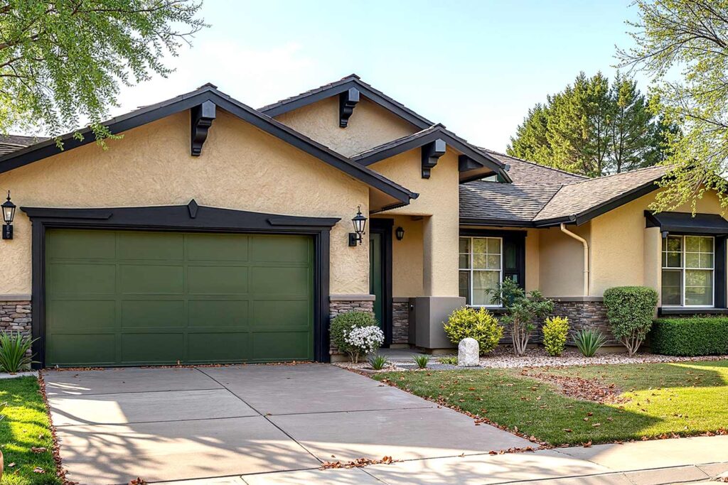 freshly painted craftsman home with khaki exterior espresso trim and green door, exterior home painting contractors, exterior painting and coating contractors, exterior paint application specialists, house painting contractors near me, exterior painting and renovation contractors, exterior paint and finishing specialists, residential exterior paint professionals, exterior house finishing painters