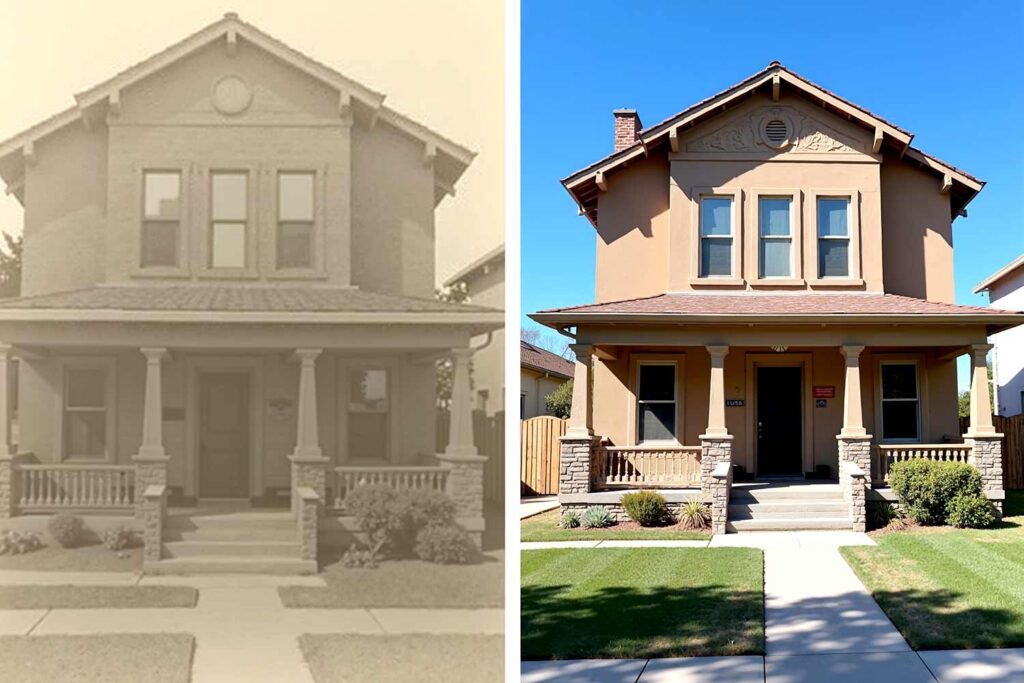 old photograph of the exterior of a Phoenix house next to a current shot for historic restoration, communication with exterior paint contractors, collaborating with exterior paint contractors, discussing plans with painting professionals, consulting with house painters, coordinating with exterior painting companies, sharing ideas with paint contractors, exchanging ideas with exterior painting services, conveying your vision to painting experts, dialogue with exterior house painters, engaging with painting contractors, working with exterior painting specialists, interacting with professional painters, partnering with exterior paint services, communicating preferences to house painters, providing input to painting contractors, articulating your goals for exterior painting, giving feedback to exterior paint professionals, connecting with home exterior painters, requesting advice from painting contractors, outlining expectations to exterior painters, reaching agreements with painting companies